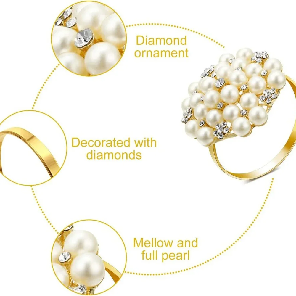12 Pearl‎ Napkin Rings for Wedding Bridal Shower Birthday Holidays